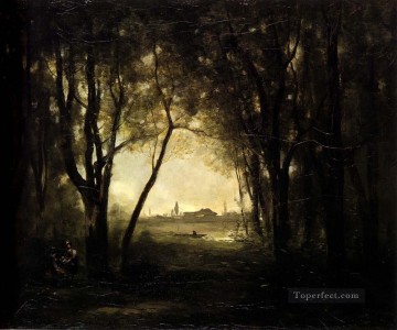  Oro Pintura Art%c3%adstica - Camille Paisaje con un lago al aire libre Romanticismo Jean Baptiste Camille Corot
